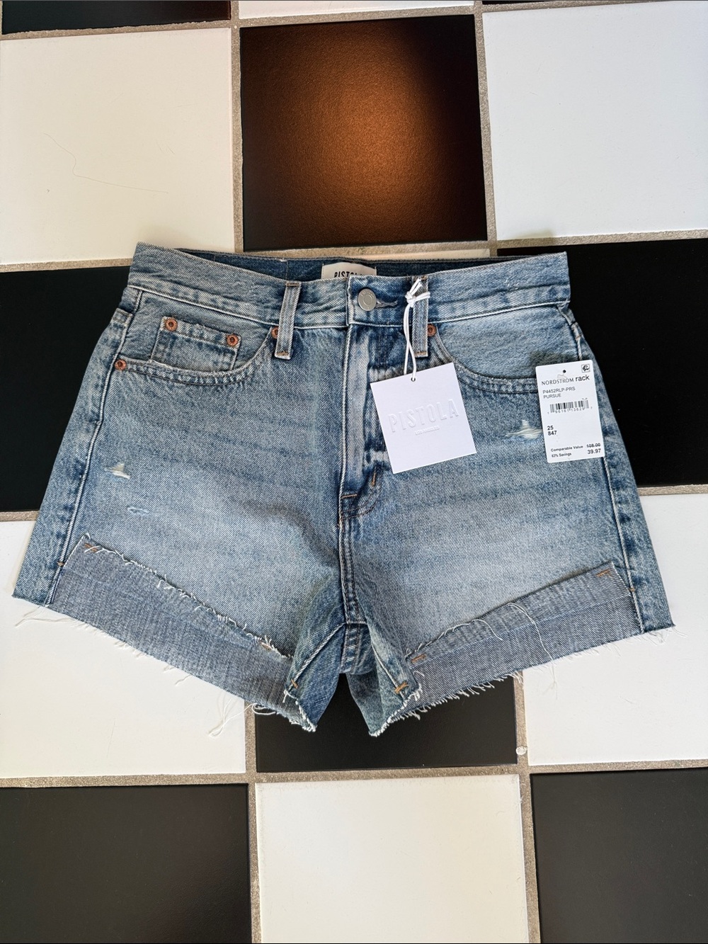NWT pistola Kylee Relaxed High Rise Cuffed Denim Shorts in Pursue